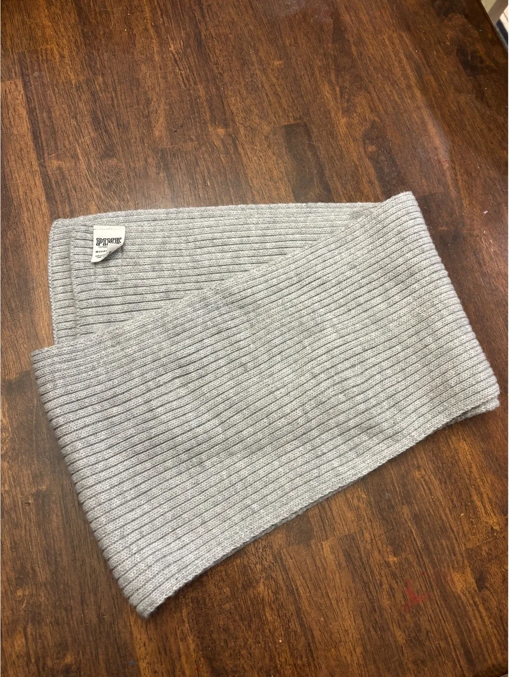 Victoria's Secret PINK Gray Ribbed Knit Scarf - Cozy & Stylish